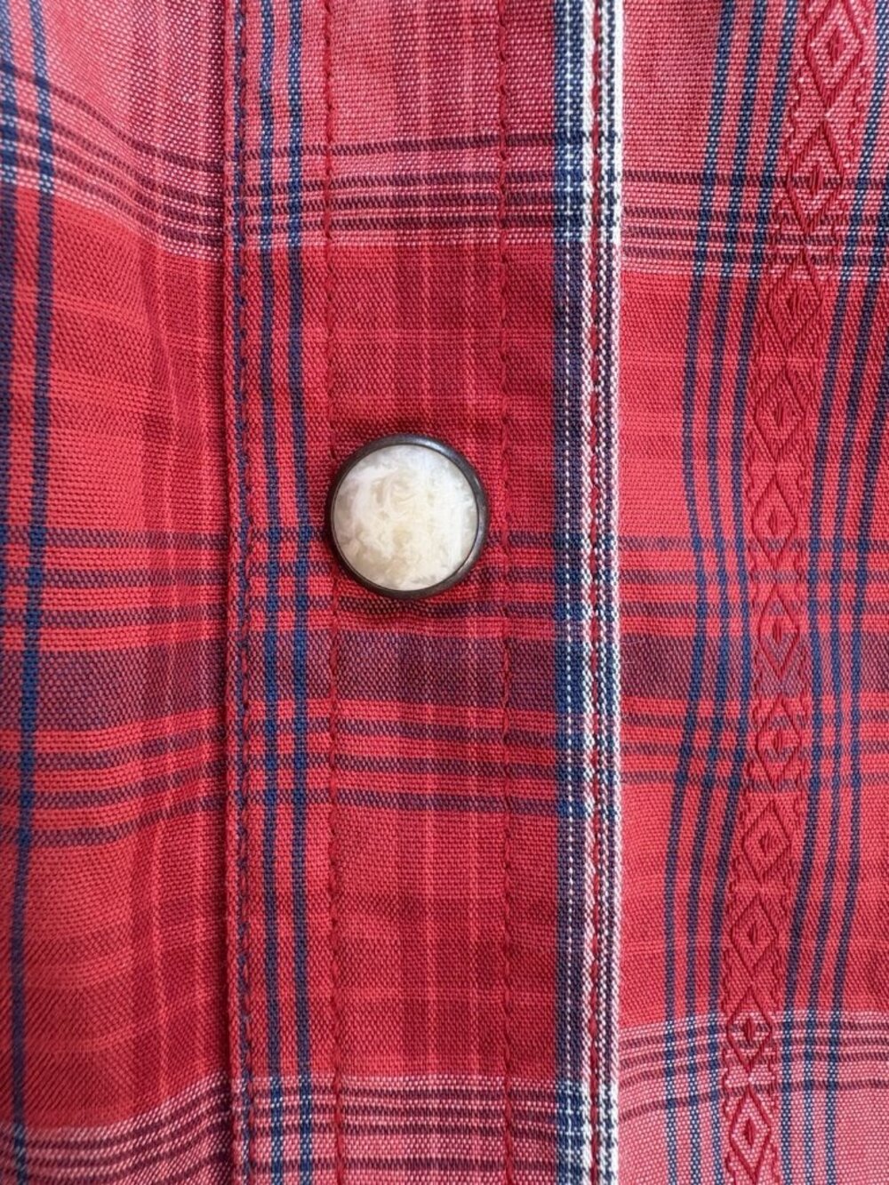Vtg Wrangler Retro Men's Large Shirt Plaid Western Snap Pearl Cowboy Red White - Picture 4 of 16
